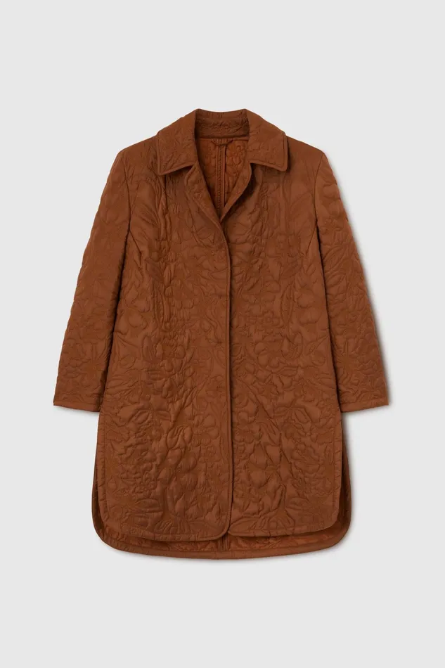 Women Coats and Down Jackets Ermanno Scervino Designer Brown Floral Quilted Down Jacket 8211 Ermanno Scervino Brown
