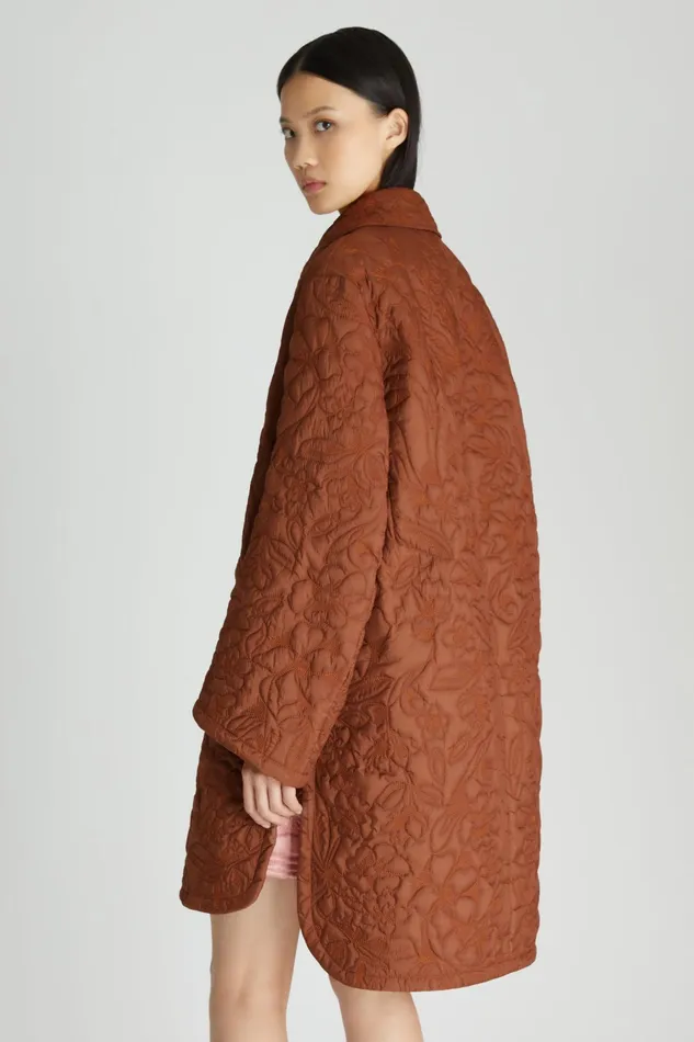 Women Coats and Down Jackets Ermanno Scervino Designer Brown Floral Quilted Down Jacket 8211 Ermanno Scervino Brown