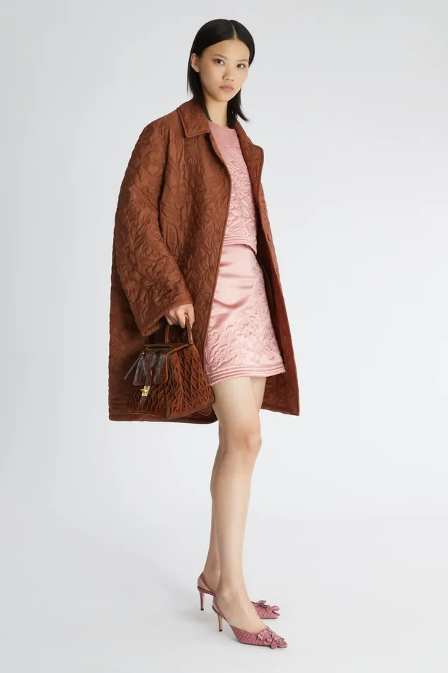Women Coats and Down Jackets Ermanno Scervino Designer Brown Floral Quilted Down Jacket 8211 Ermanno Scervino Brown