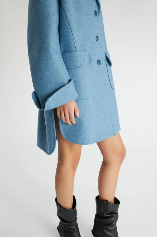 Women Coats and Down Jackets Ermanno Scervino Designer Singlebreasted Coat In Wool Blend 8211 Ermanno Scervino Light Blue