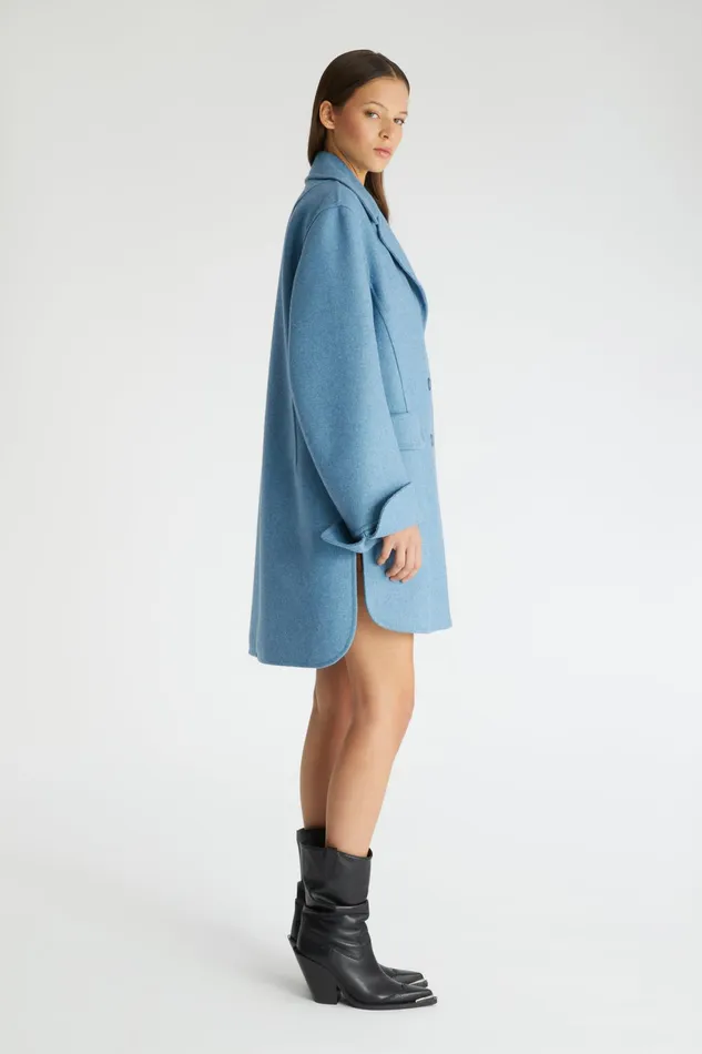 Women Coats and Down Jackets Ermanno Scervino Designer Singlebreasted Coat In Wool Blend 8211 Ermanno Scervino Light Blue