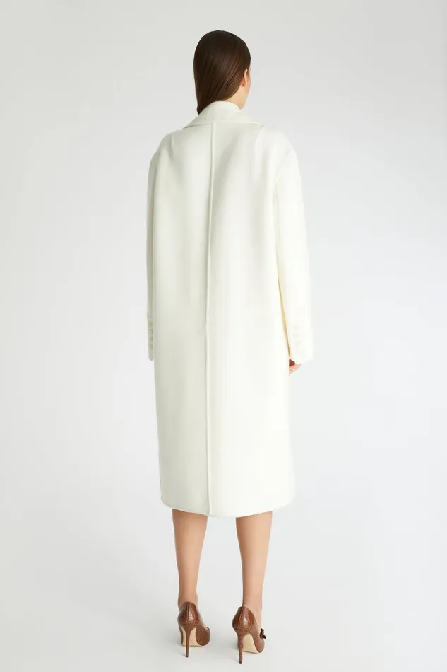 Women Coats and Down Jackets Ermanno Scervino Designer Straight Singlebreasted Coat With Floral Application 8211 Ermanno Scervino White