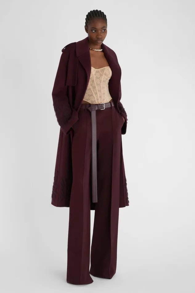 Women Coats and Down Jackets Ermanno Scervino Trench Coat With Handmade Embroidery