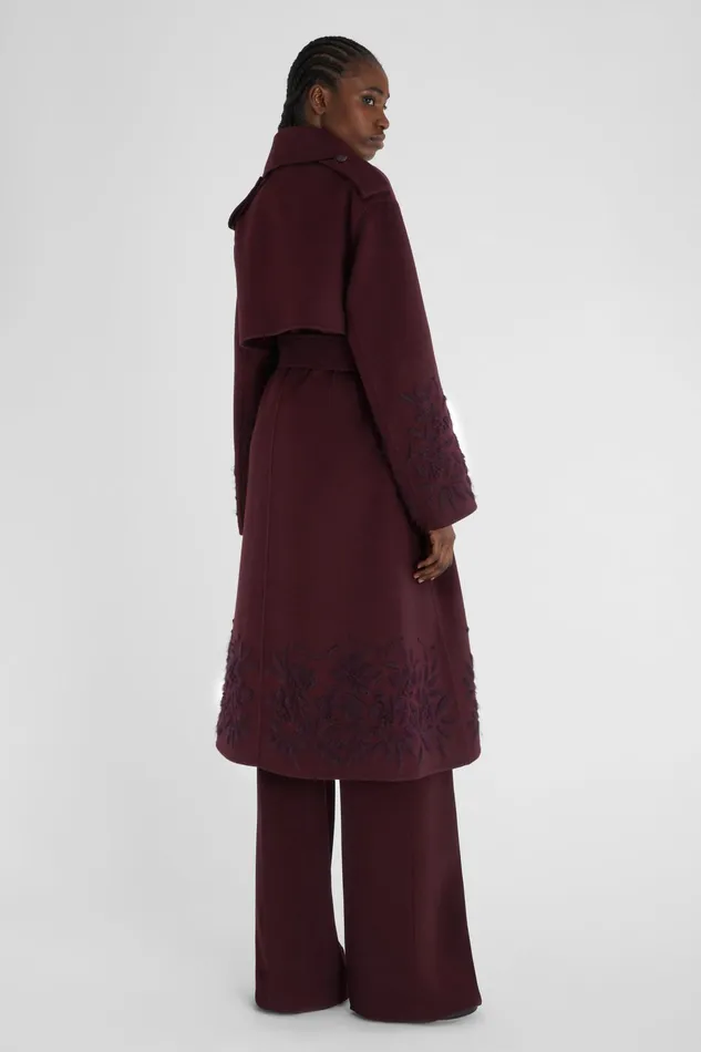 Women Coats and Down Jackets Ermanno Scervino Trench Coat With Handmade Embroidery