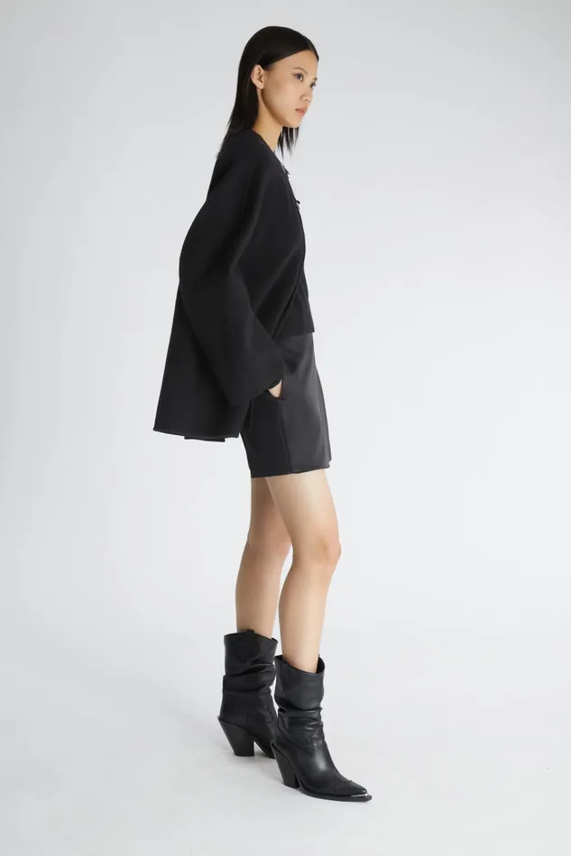 Women Coats and Down Jackets Ermanno Scervino Wool Cape With Leather Frog Black