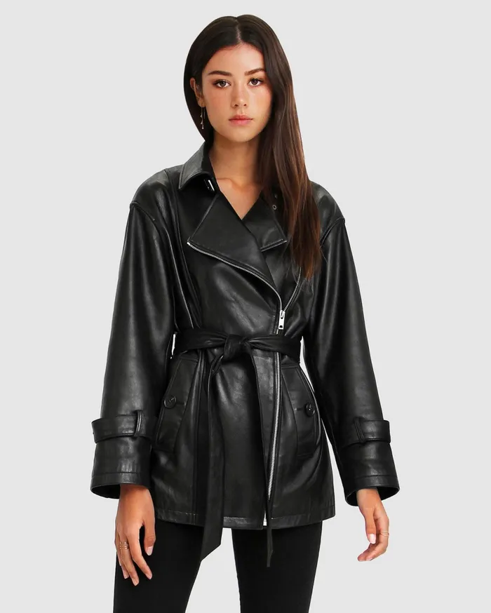 Women Coats and Jackets Belle and Bloom BFF Belted Leather Jacket
