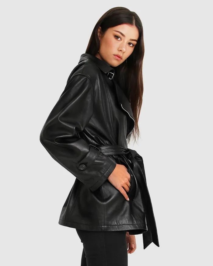 Women Coats and Jackets Belle and Bloom BFF Belted Leather Jacket