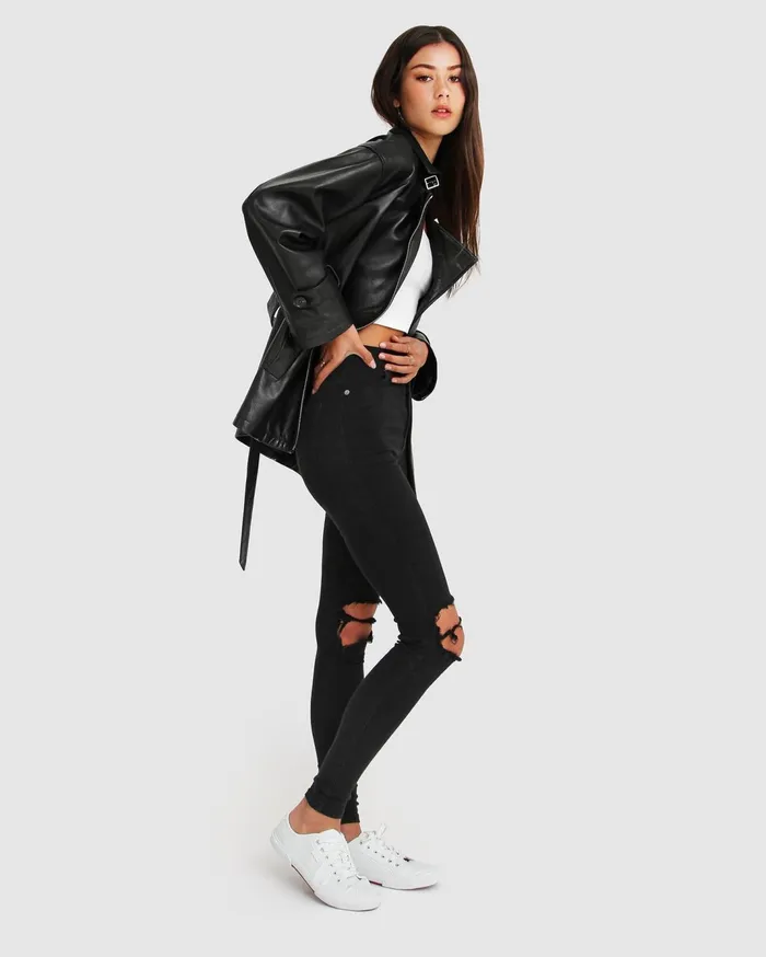 Women Coats and Jackets Belle and Bloom BFF Belted Leather Jacket