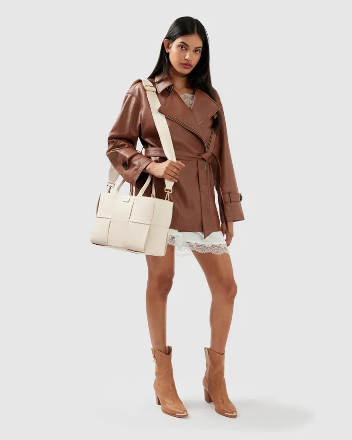 Women Coats and Jackets Belle and Bloom BFF Belted Leather Jacket 8211 Brown