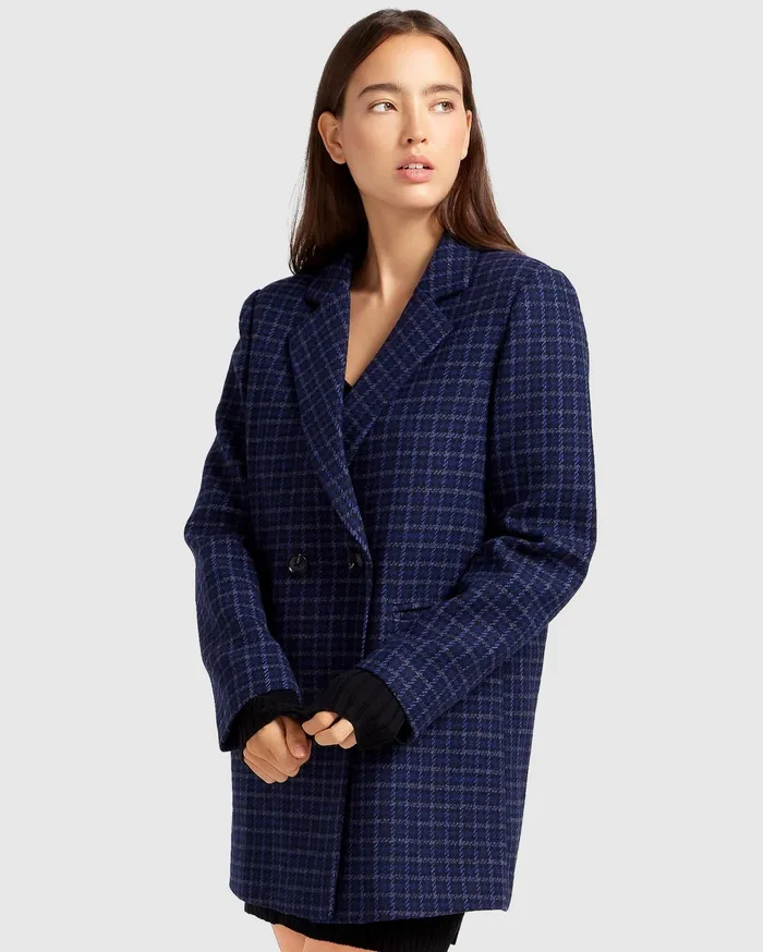 Women Coats and Jackets Belle and Bloom Cambridge Oversized Wool Blazer 8211 Blue