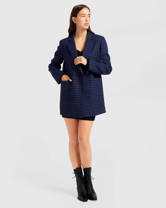 Women Coats and Jackets Belle and Bloom Cambridge Oversized Wool Blazer 8211 Blue