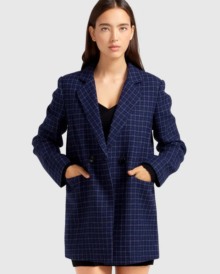 Women Coats and Jackets Belle and Bloom Cambridge Oversized Wool Blazer 8211 Blue