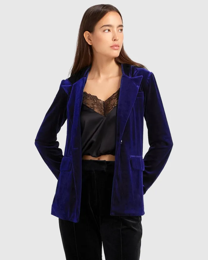 Women Coats and Jackets Belle and Bloom Eternity Velvet Blazer 8211 Royal Blue