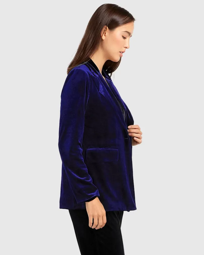 Women Coats and Jackets Belle and Bloom Eternity Velvet Blazer 8211 Royal Blue