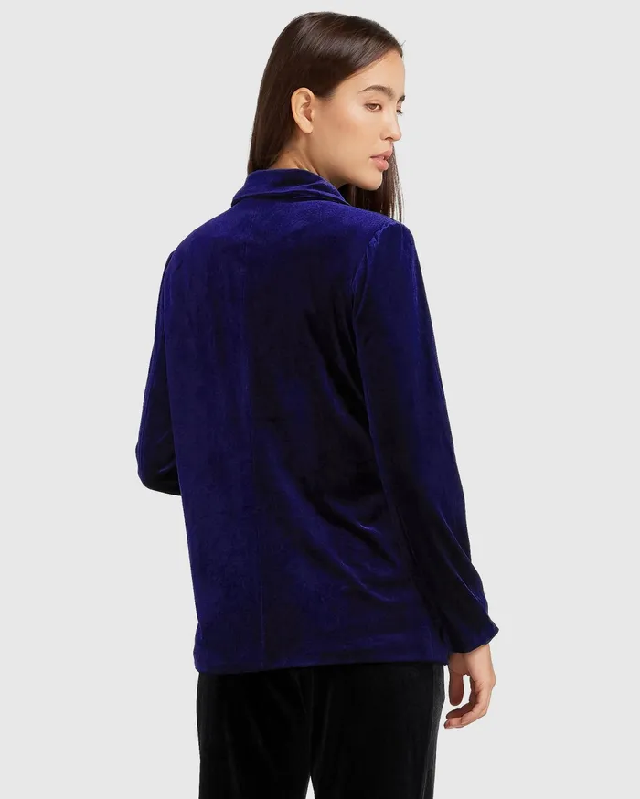 Women Coats and Jackets Belle and Bloom Eternity Velvet Blazer 8211 Royal Blue