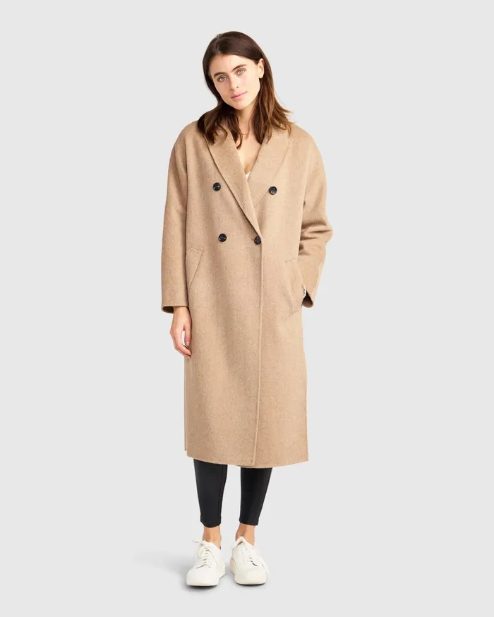 Women Coats and Jackets Belle and Bloom Guestlist Oversized Double Breasted Coat 8211 Oat