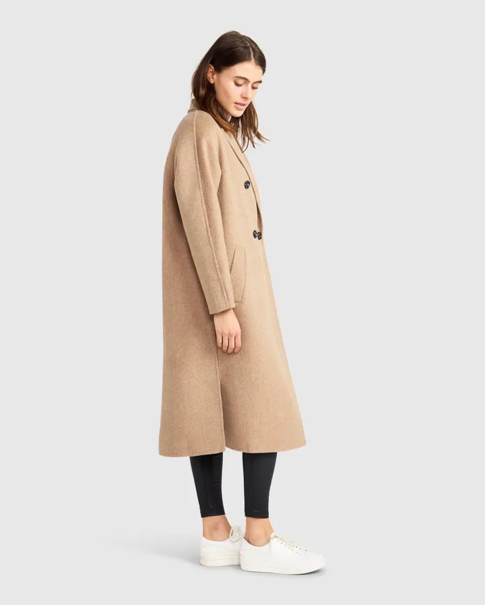 Women Coats and Jackets Belle and Bloom Guestlist Oversized Double Breasted Coat 8211 Oat