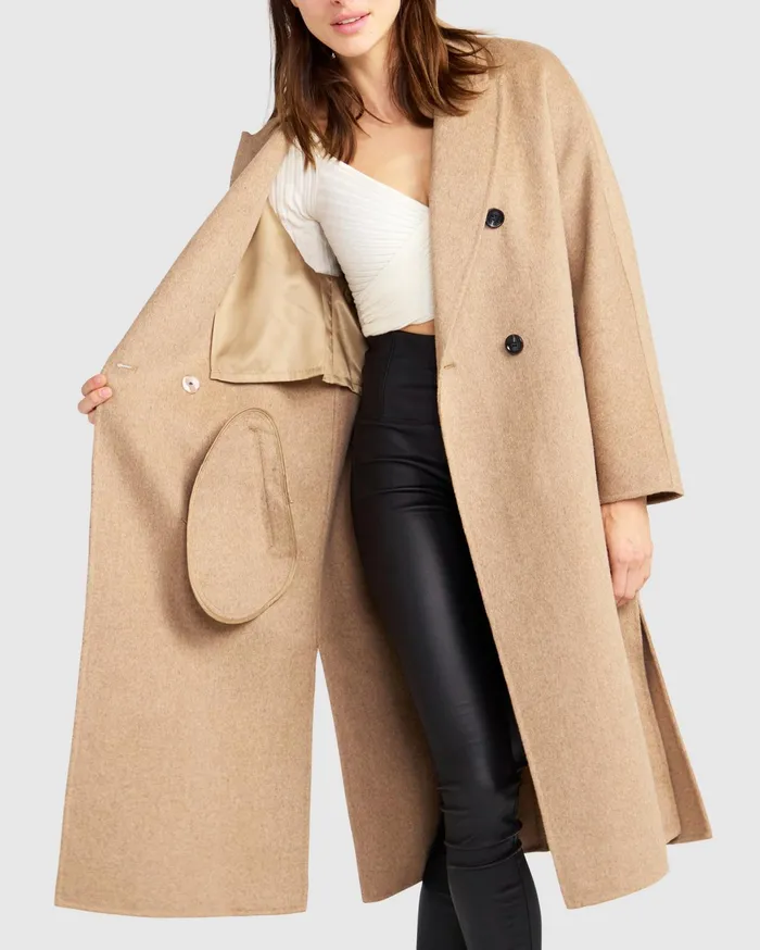 Women Coats and Jackets Belle and Bloom Guestlist Oversized Double Breasted Coat 8211 Oat