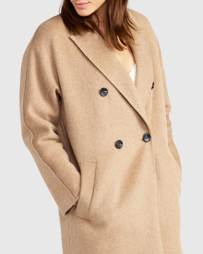 Women Coats and Jackets Belle and Bloom Guestlist Oversized Double Breasted Coat 8211 Oat