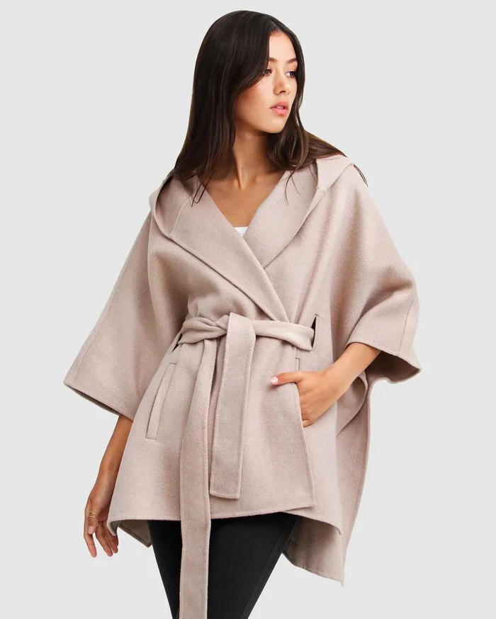 Women Coats and Jackets Belle and Bloom Jackson Landing Wool Blend Cape Coat 8211 Sand