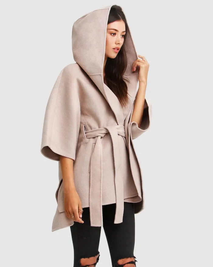 Women Coats and Jackets Belle and Bloom Jackson Landing Wool Blend Cape Coat 8211 Sand