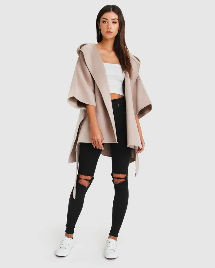 Women Coats and Jackets Belle and Bloom Jackson Landing Wool Blend Cape Coat 8211 Sand