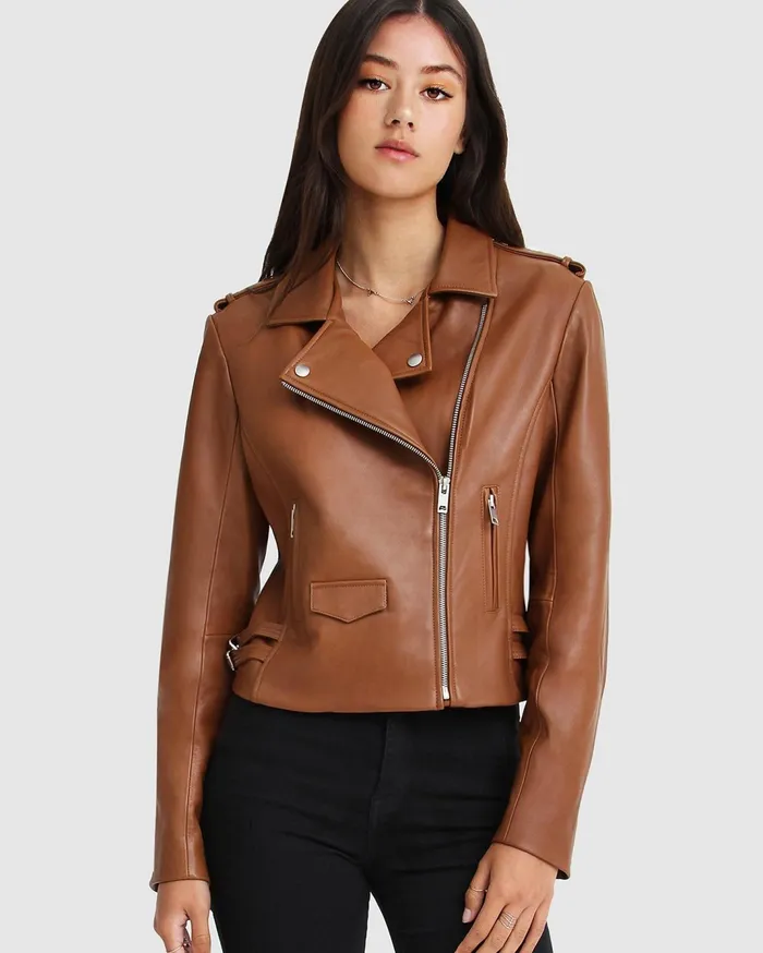 Women Coats and Jackets Belle and Bloom Just Friends Leather Jacket 8211 Brown