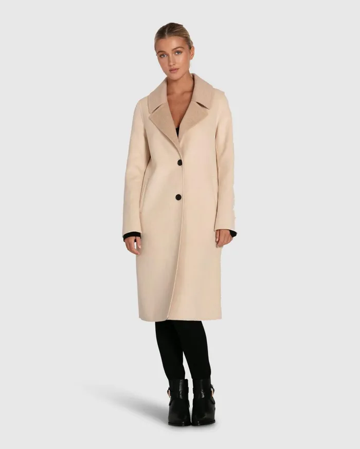 Women Coats and Jackets Belle and Bloom Lexington TwoTone Wool Blend Coat 8211 Beige
