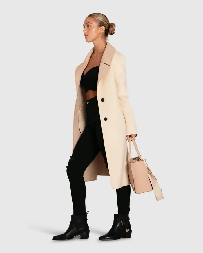 Women Coats and Jackets Belle and Bloom Lexington TwoTone Wool Blend Coat 8211 Beige