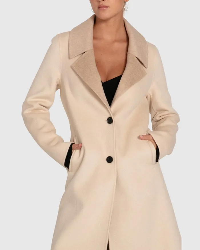 Women Coats and Jackets Belle and Bloom Lexington TwoTone Wool Blend Coat 8211 Beige