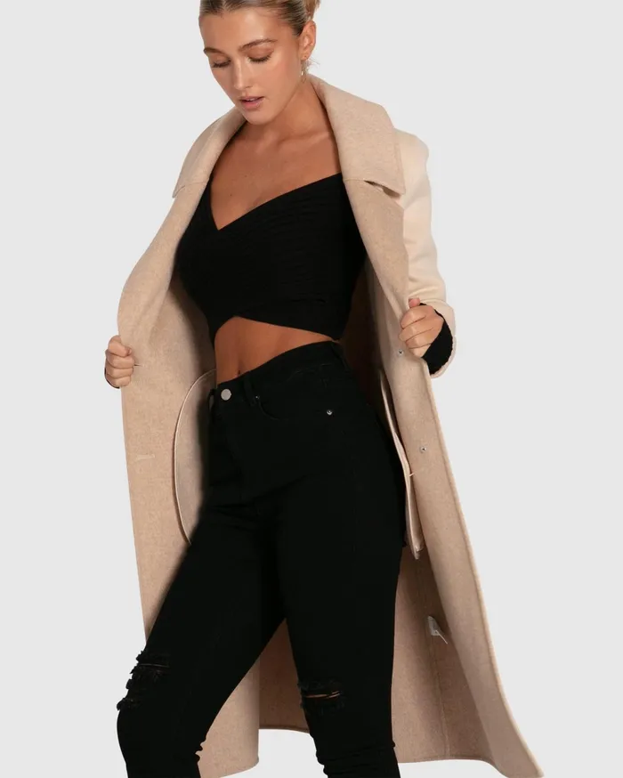 Women Coats and Jackets Belle and Bloom Lexington TwoTone Wool Blend Coat 8211 Beige