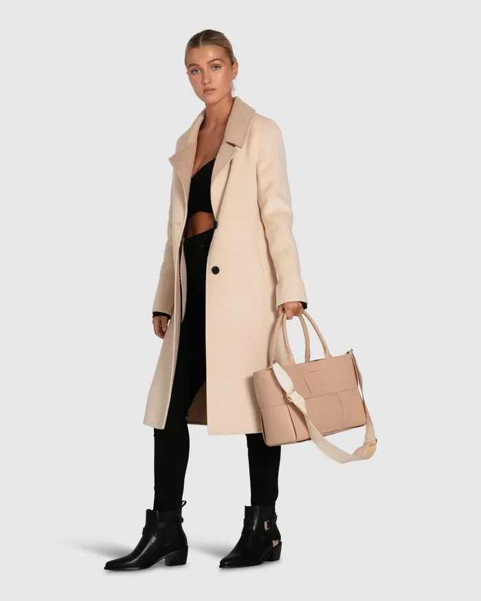 Women Coats and Jackets Belle and Bloom Lexington TwoTone Wool Blend Coat 8211 Beige