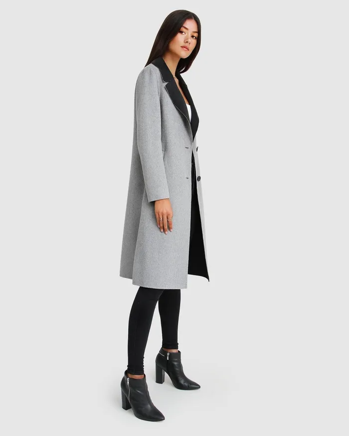Women Coats and Jackets Belle and Bloom Lexington TwoTone Wool Blend Coat 8211 Grey