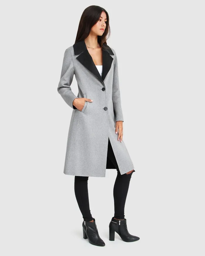 Women Coats and Jackets Belle and Bloom Lexington TwoTone Wool Blend Coat 8211 Grey