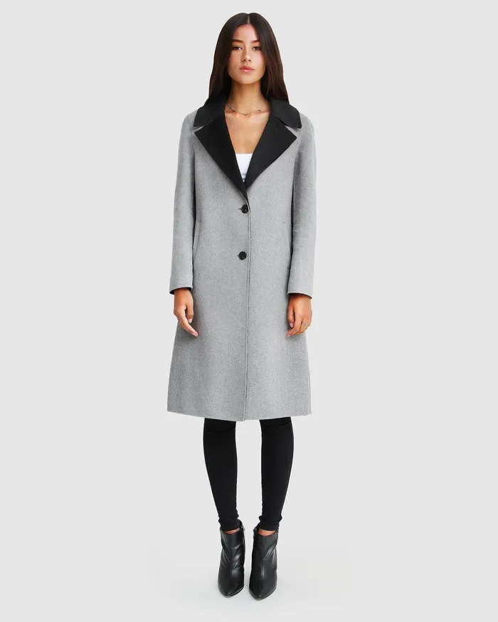 Women Coats and Jackets Belle and Bloom Lexington TwoTone Wool Blend Coat 8211 Grey