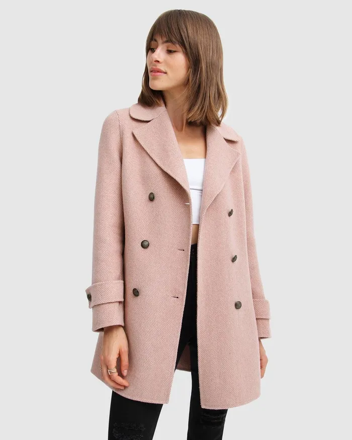 Women Coats and Jackets Belle and Bloom Liberty Sherpa Collar Wool Blend Coat 8211 Blush