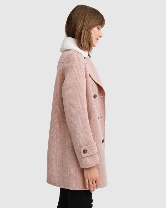 Women Coats and Jackets Belle and Bloom Liberty Sherpa Collar Wool Blend Coat 8211 Blush