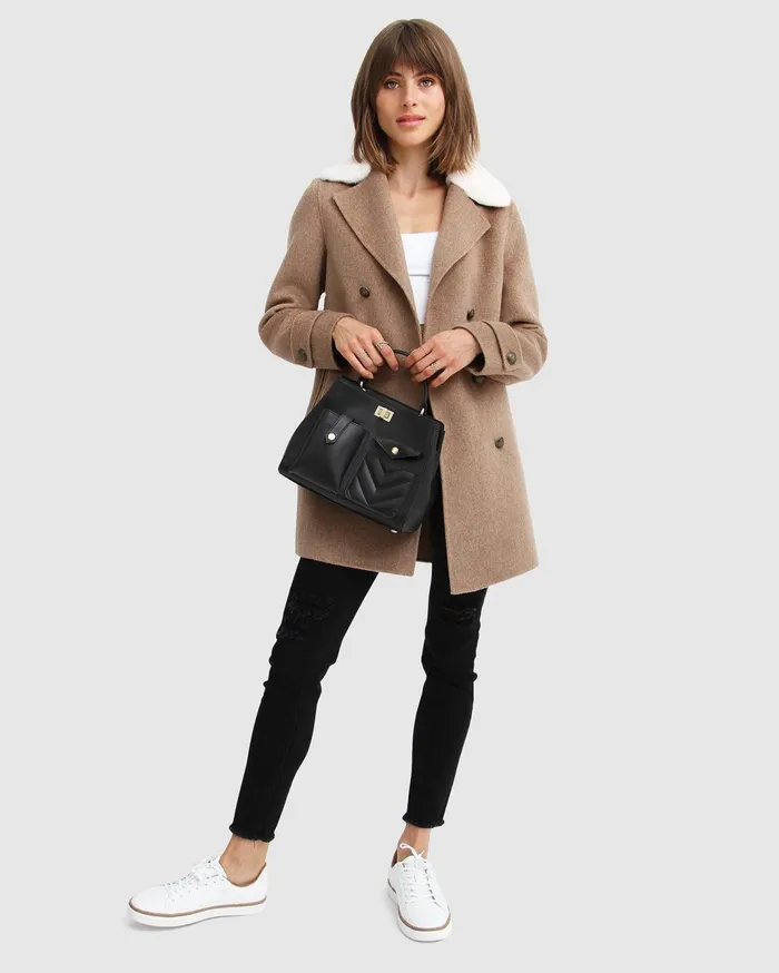 Women Coats and Jackets Belle and Bloom Liberty Sherpa Collar Wool Blend Coat 8211 Oat