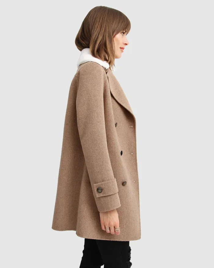 Women Coats and Jackets Belle and Bloom Liberty Sherpa Collar Wool Blend Coat 8211 Oat