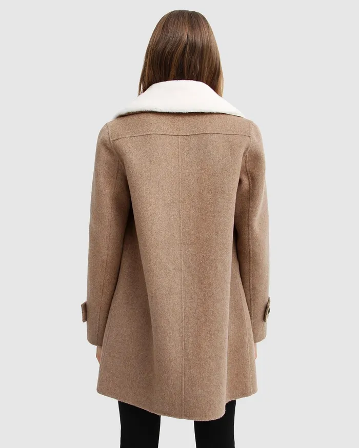 Women Coats and Jackets Belle and Bloom Liberty Sherpa Collar Wool Blend Coat 8211 Oat