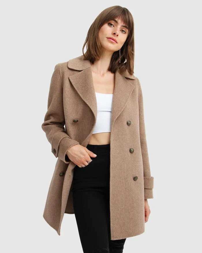 Women Coats and Jackets Belle and Bloom Liberty Sherpa Collar Wool Blend Coat 8211 Oat