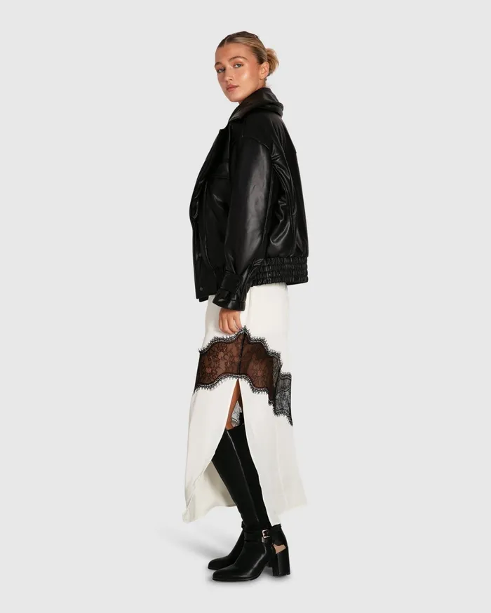 Women Coats and Jackets Belle and Bloom Love Drunk Leather Bomber 8211 Black