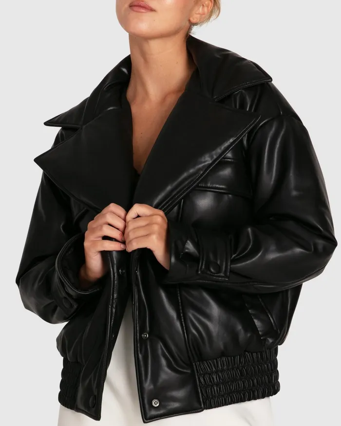 Women Coats and Jackets Belle and Bloom Love Drunk Leather Bomber 8211 Black