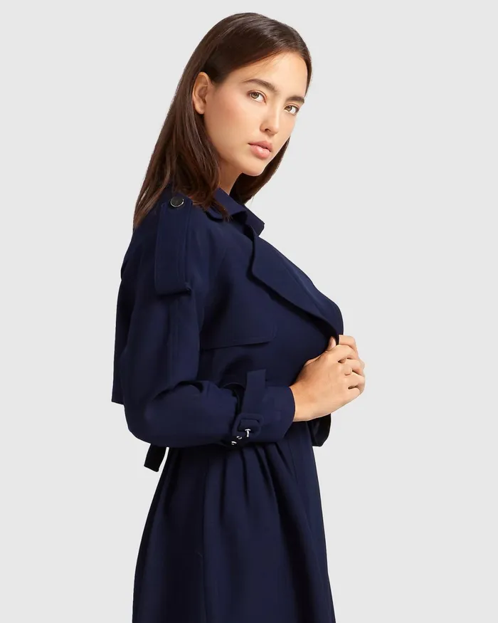 Women Coats and Jackets Belle and Bloom Manhattan Cropped Trench 8211 Navy