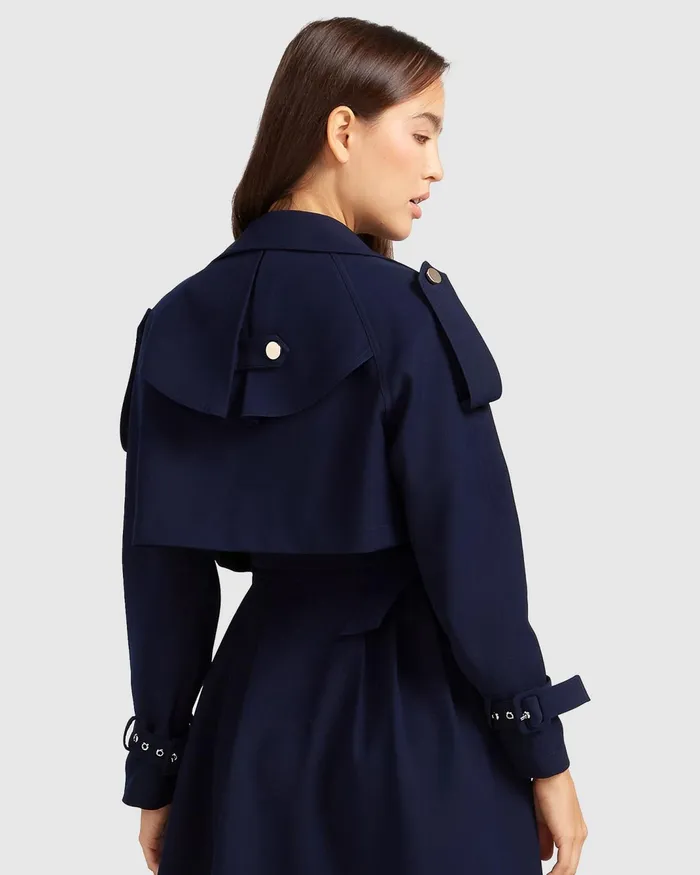 Women Coats and Jackets Belle and Bloom Manhattan Cropped Trench 8211 Navy