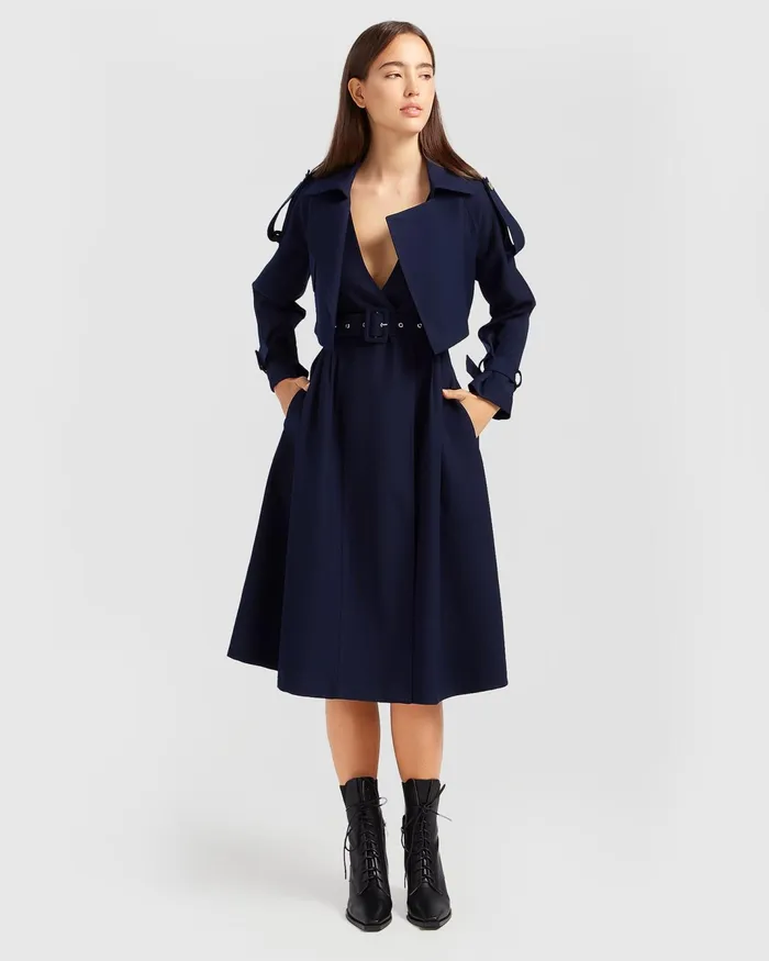 Women Coats and Jackets Belle and Bloom Manhattan Cropped Trench 8211 Navy