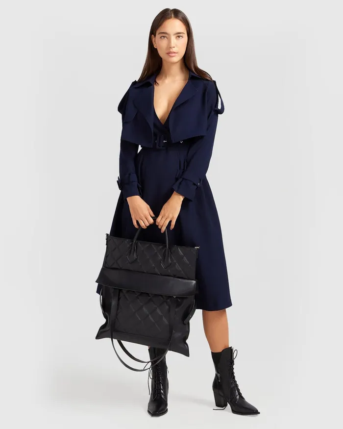 Women Coats and Jackets Belle and Bloom Manhattan Cropped Trench 8211 Navy