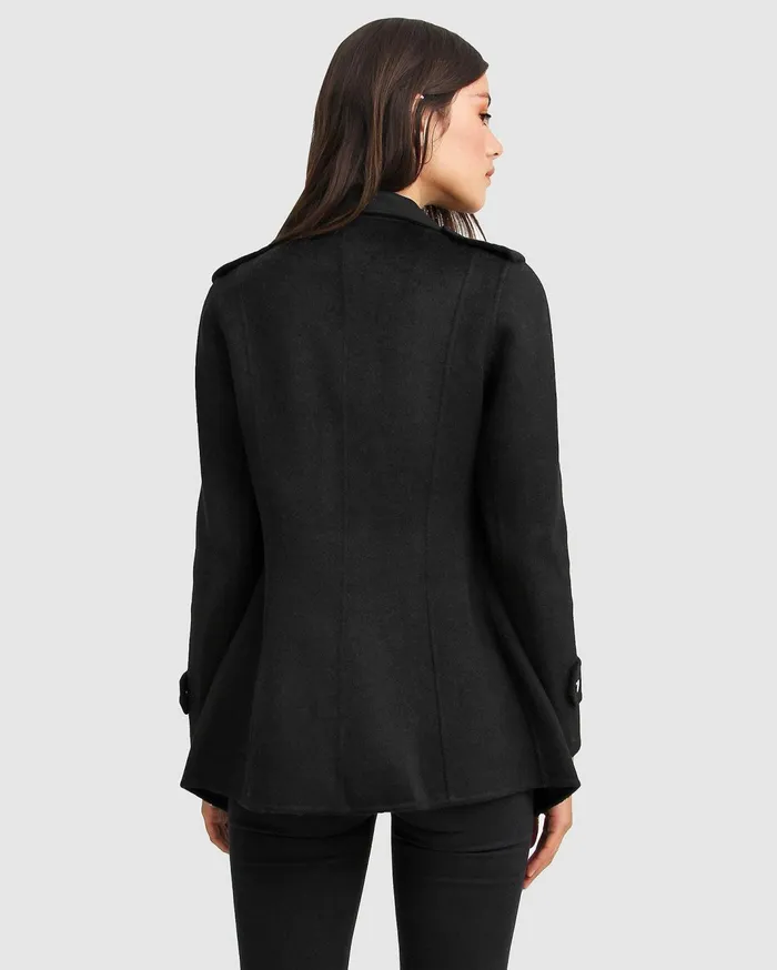 Women Coats and Jackets Belle and Bloom NEW FIT Bad Girl Wool Blend Moto Coat 8211 Black