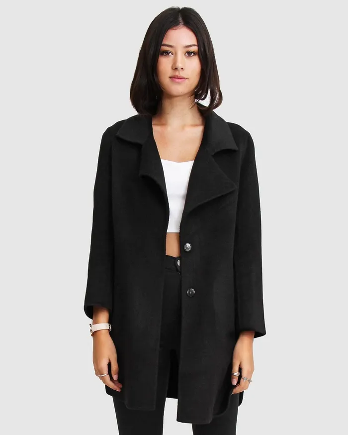 Women Coats and Jackets Belle and Bloom NEW FIT ExBoyfriend Wool Blend Oversized Jacket 8211 Black