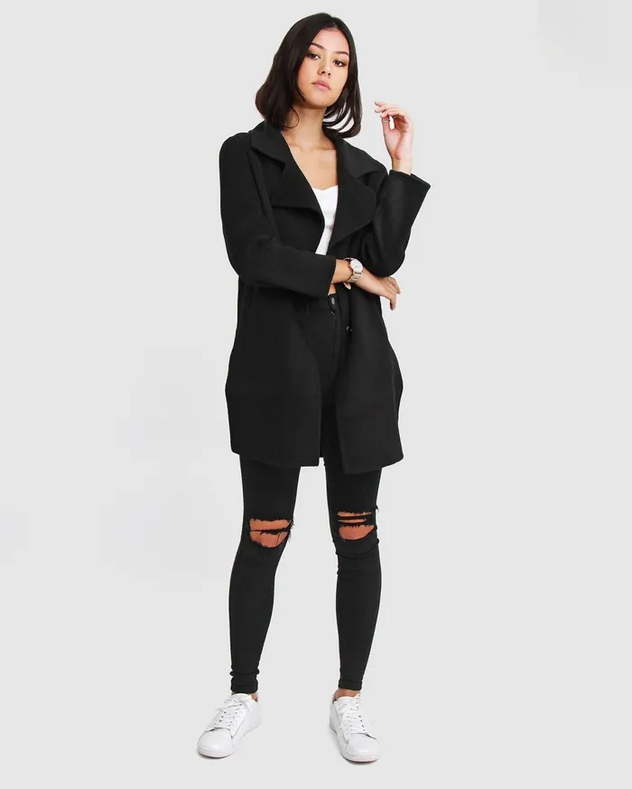 Women Coats and Jackets Belle and Bloom NEW FIT ExBoyfriend Wool Blend Oversized Jacket 8211 Black